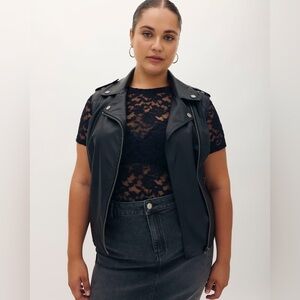 Addition Elle black faux leather biker vest 3X brand new without tags